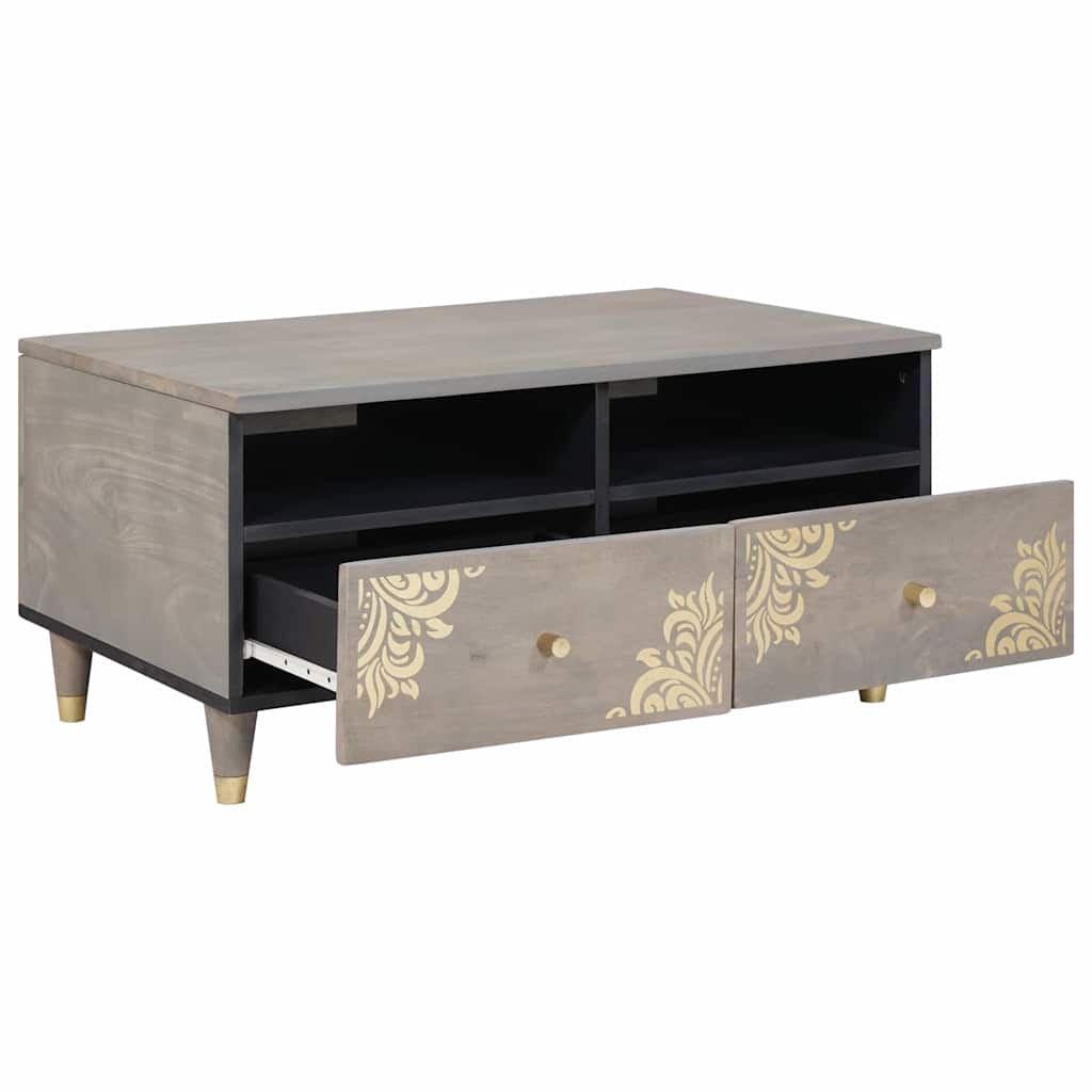 Salontafel met lade Grijs 80 x 54 x 40 cm Massief Mango Hout is nu te koop bij PeponiXL, paradijselijk wonen!