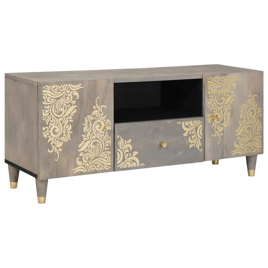 TV-kast met lade Grijs 105 x 33 x 46 cm Massief Mango Hout is nu te koop bij PeponiXL, paradijselijk wonen!