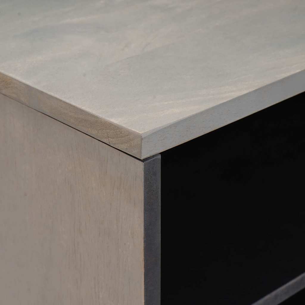 TV-kast met plank Grijs 80 x 33 x 46 cm Massief Mango Hout is nu te koop bij PeponiXL, paradijselijk wonen!