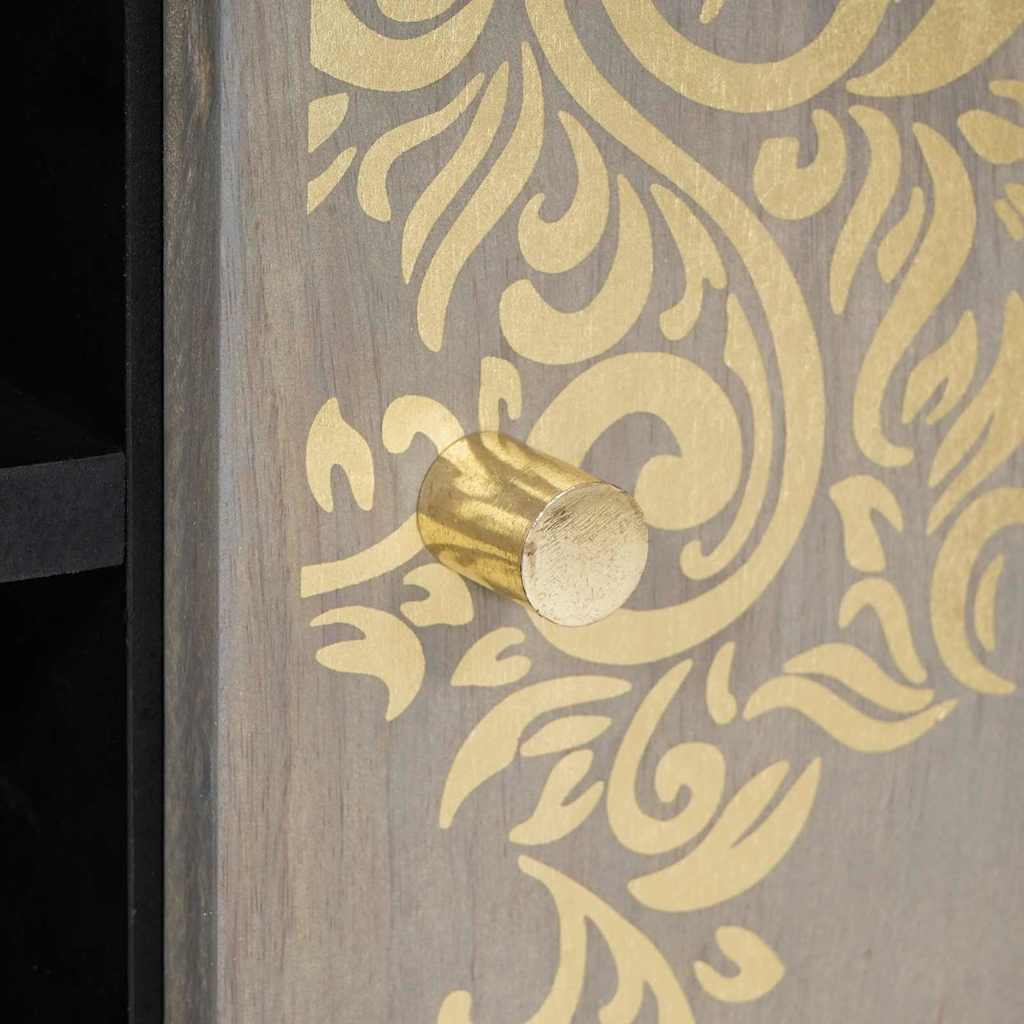 TV-kast met plank Grijs 80 x 33 x 46 cm Massief Mango Hout is nu te koop bij PeponiXL, paradijselijk wonen!