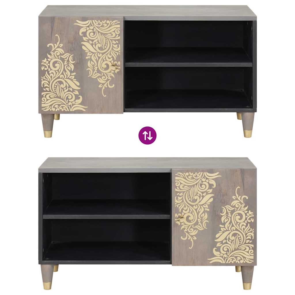 TV-kast met plank Grijs 80 x 33 x 46 cm Massief Mango Hout is nu te koop bij PeponiXL, paradijselijk wonen!