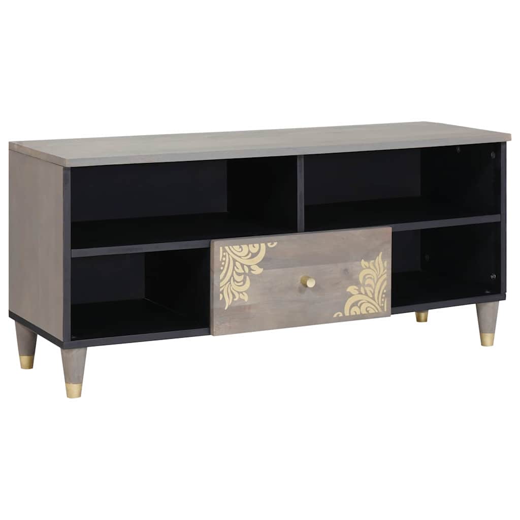 TV-kast met lade Grijs 100 x 33 x 46 cm Massief Mango Hout is nu te koop bij PeponiXL, paradijselijk wonen!