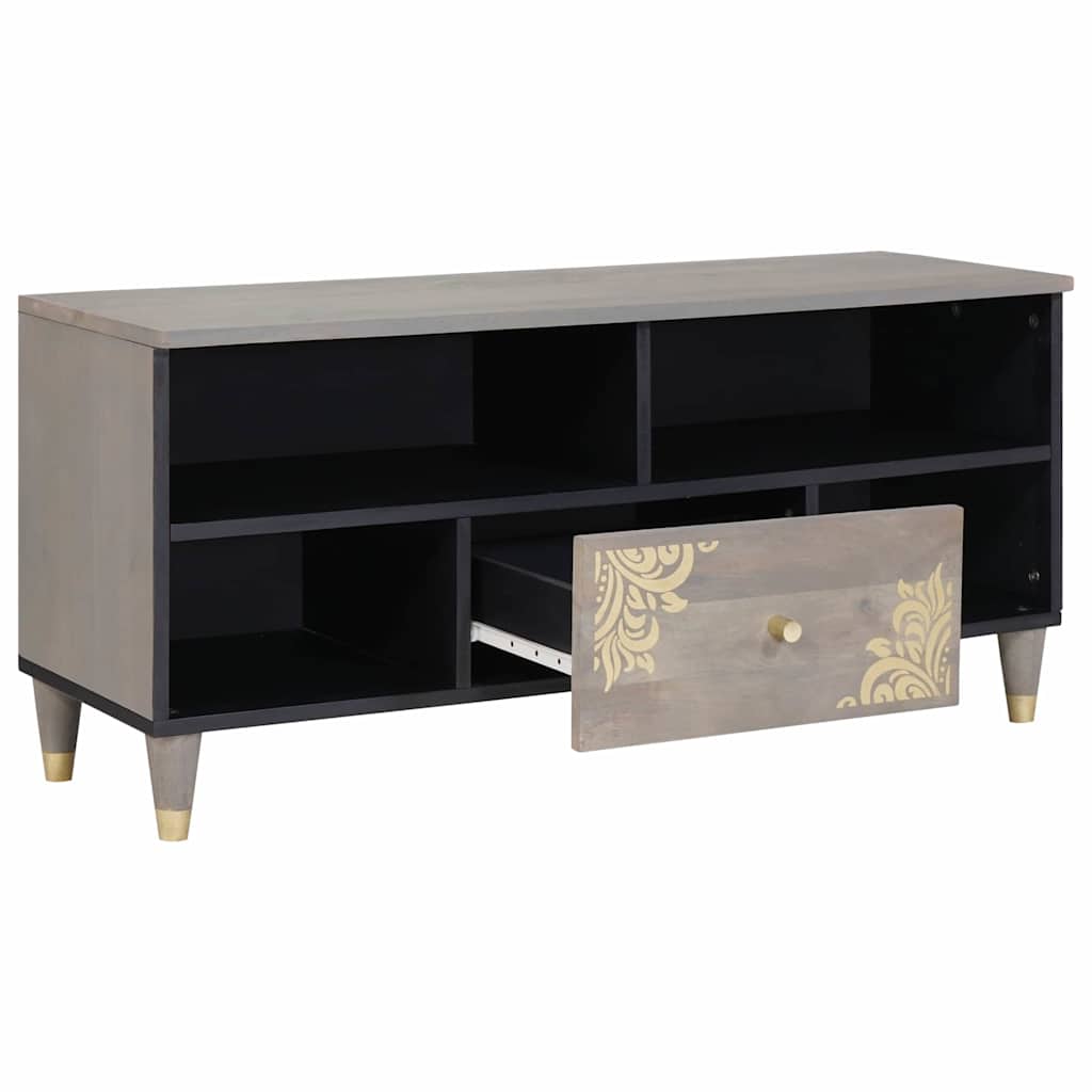 TV-kast met lade Grijs 100 x 33 x 46 cm Massief Mango Hout is nu te koop bij PeponiXL, paradijselijk wonen!
