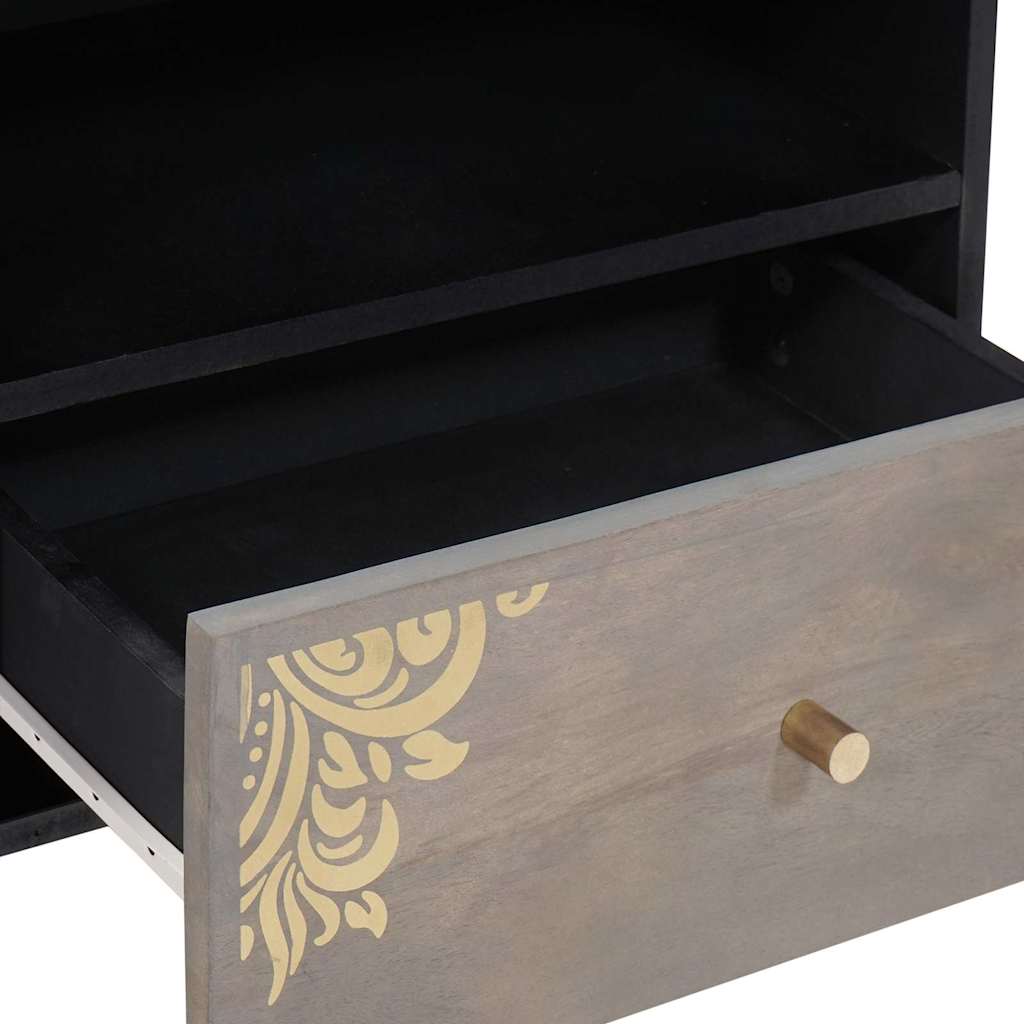 TV-kast met lade Grijs 80 x 33 x 46 cm Massief Mango Hout is nu te koop bij PeponiXL, paradijselijk wonen!