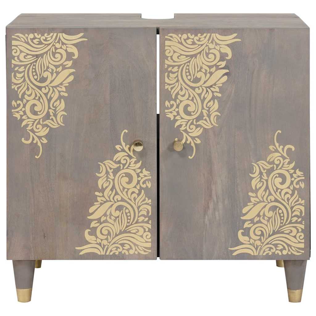Wastafelkast Grijs 62 x 33 x 58 cm Massief Mango Hout is nu te koop bij PeponiXL, paradijselijk wonen!
