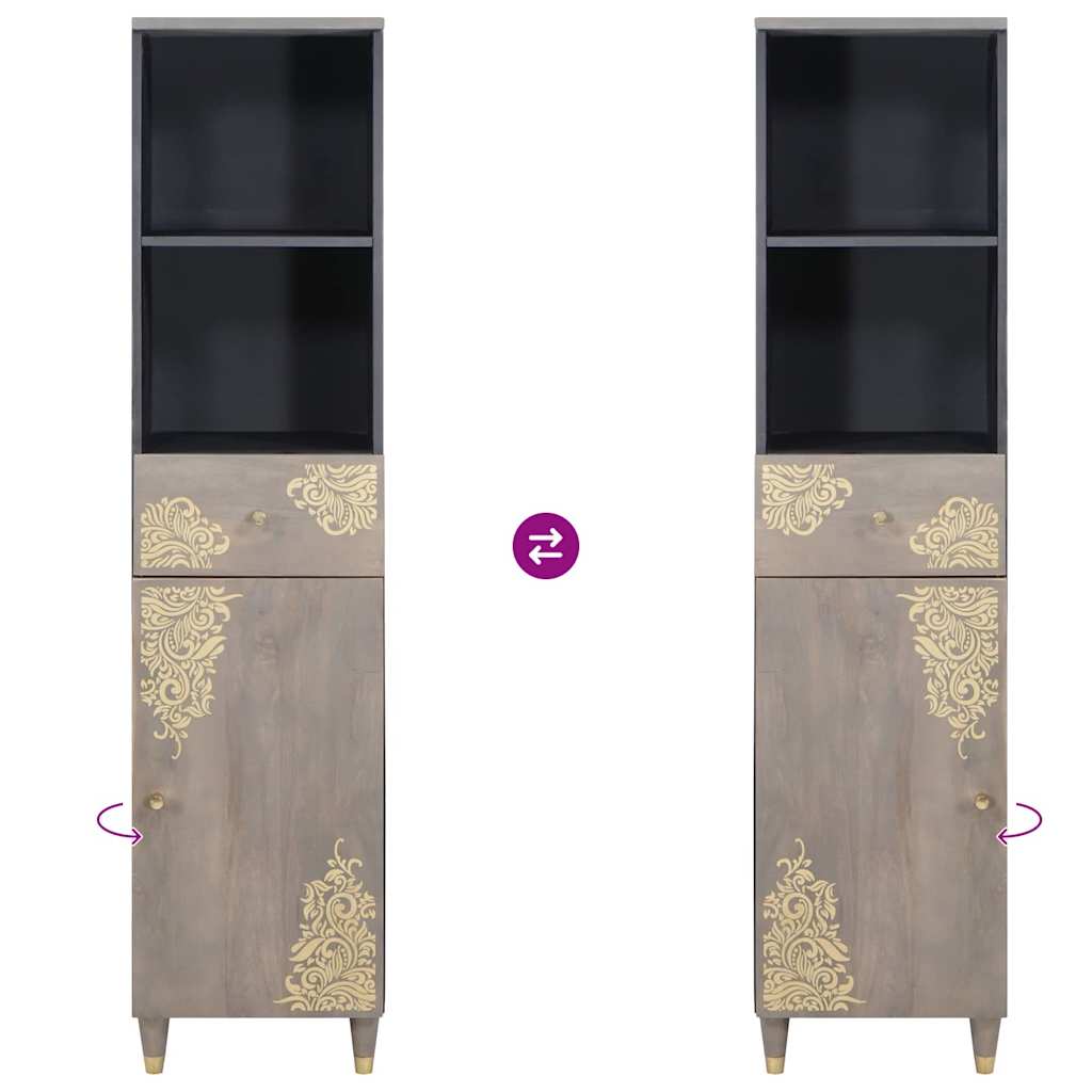 Badkamerkast met lade Grijs 38 x 33 x 160 cm Massief Mango Hout is nu te koop bij PeponiXL, paradijselijk wonen!