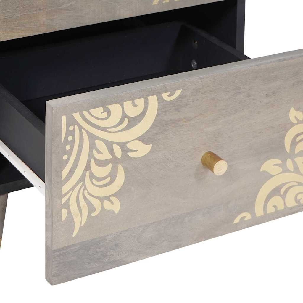 Dressoir Grijs en Goud 40 x 33 x 75 cm Massief Mango Hout is nu te koop bij PeponiXL, paradijselijk wonen!