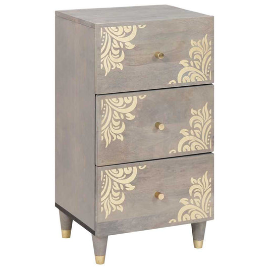 Dressoir Grijs en Goud 40 x 33 x 75 cm Massief Mango Hout is nu te koop bij PeponiXL, paradijselijk wonen!