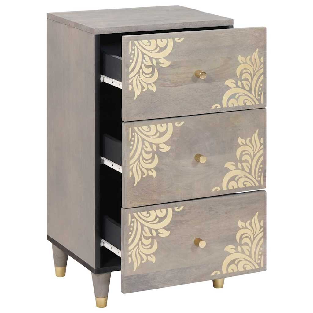 Dressoir Grijs en Goud 40 x 33 x 75 cm Massief Mango Hout is nu te koop bij PeponiXL, paradijselijk wonen!