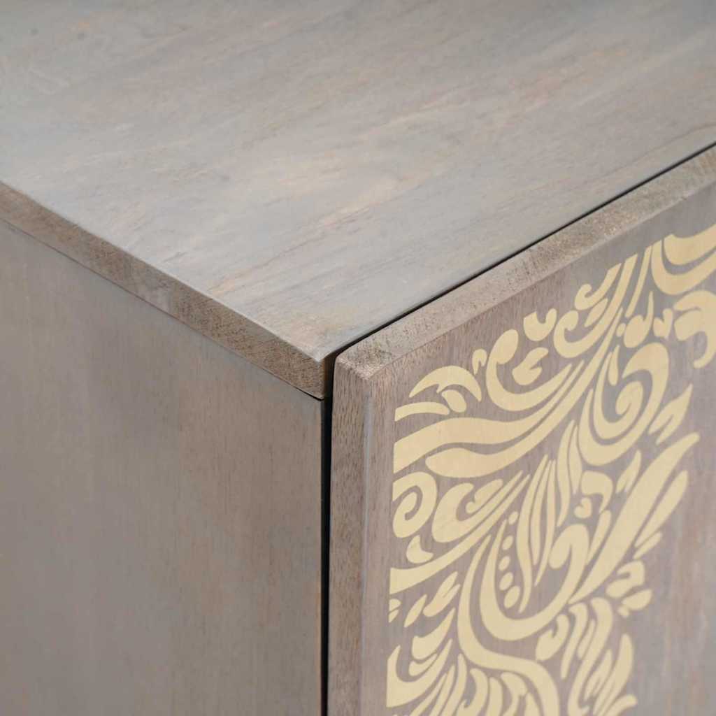 Dressoir Grijs en Goud 40 x 33 x 75 cm Massief Mango Hout is nu te koop bij PeponiXL, paradijselijk wonen!