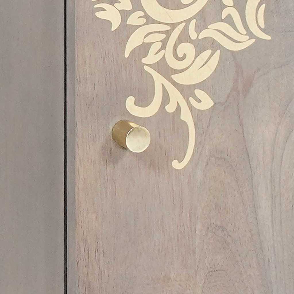 Dressoir Grijs en Goud 40 x 33 x 75 cm Massief Mango Hout is nu te koop bij PeponiXL, paradijselijk wonen!