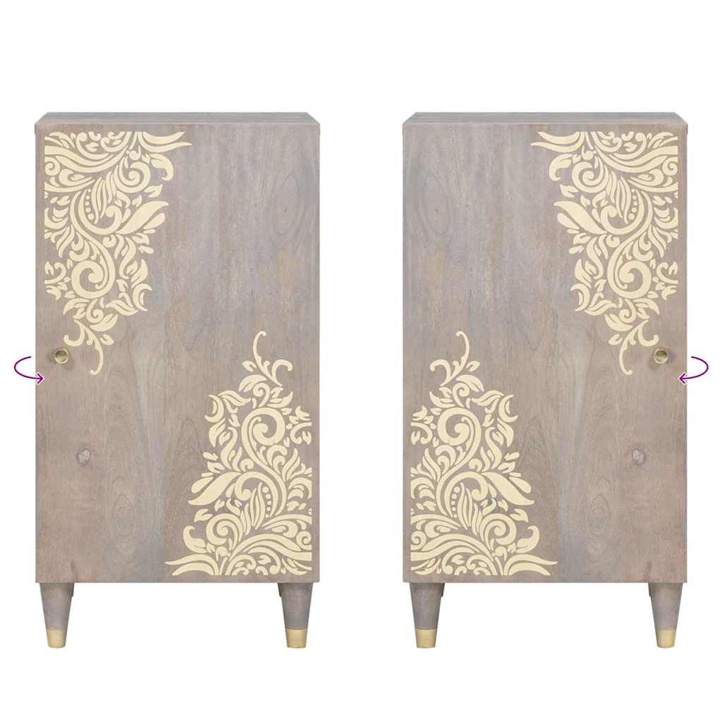 Dressoir Grijs en Goud 40 x 33 x 75 cm Massief Mango Hout is nu te koop bij PeponiXL, paradijselijk wonen!