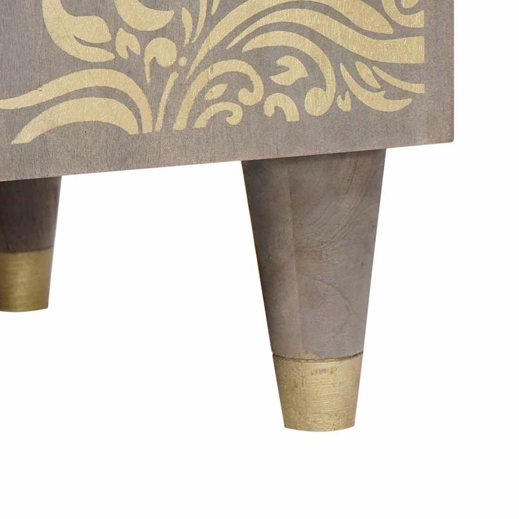 Dressoir Grijs en Goud 60 x 33 x 75 cm Massief Mango Hout is nu te koop bij PeponiXL, paradijselijk wonen!