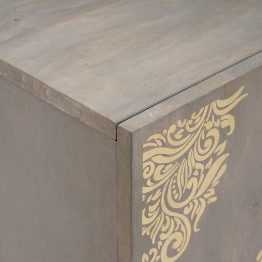 Dressoir Grijs en Goud 60 x 33 x 75 cm Massief Mango Hout is nu te koop bij PeponiXL, paradijselijk wonen!