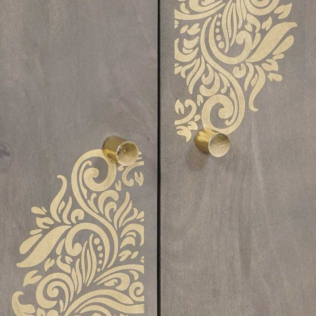 Dressoir Grijs en Goud 60 x 33 x 75 cm Massief Mango Hout is nu te koop bij PeponiXL, paradijselijk wonen!