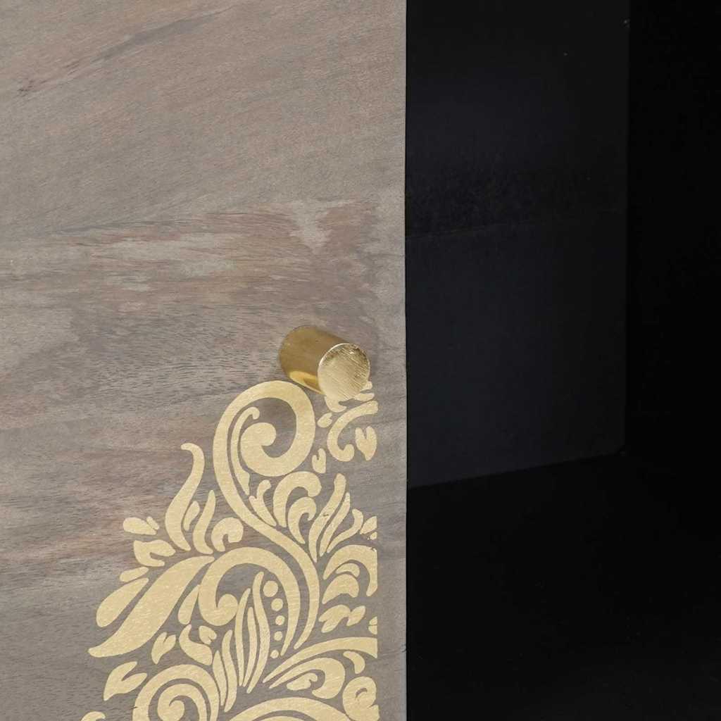 Dressoir Grijs en Goud 80 x 33 x 75 cm Massief Mango Hout is nu te koop bij PeponiXL, paradijselijk wonen!