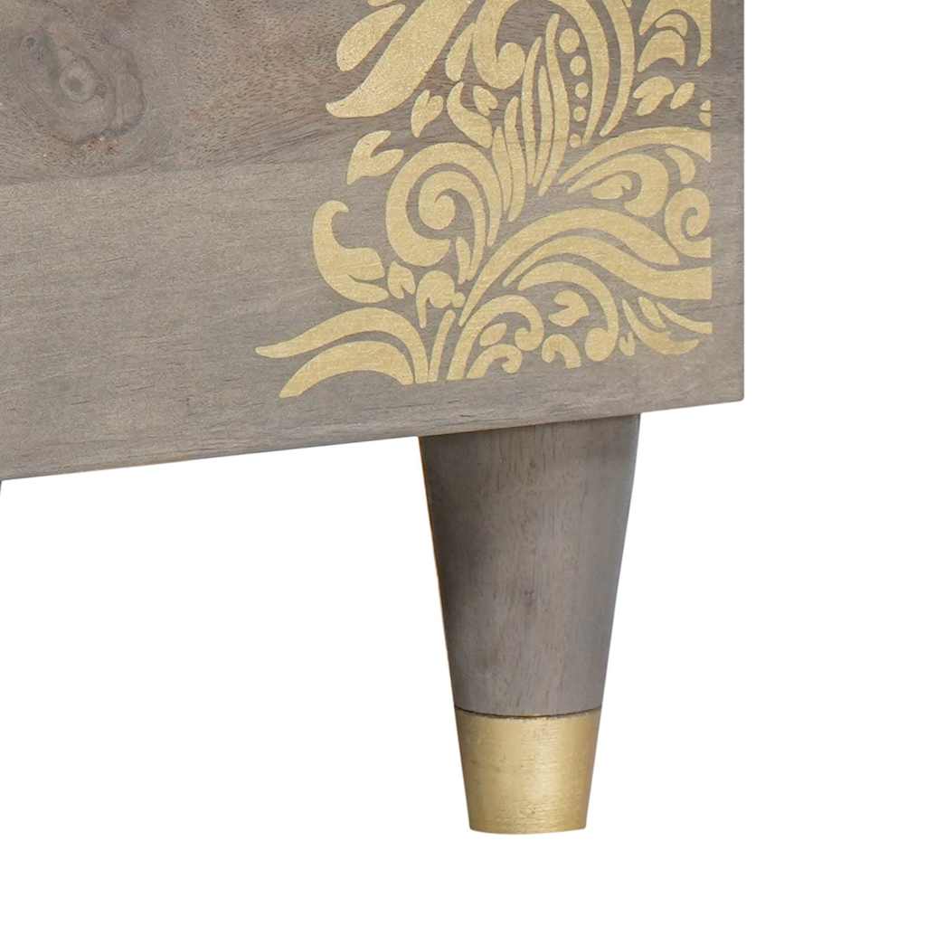 Dressoir Grijs en Goud 80 x 33 x 75 cm Massief Mango Hout is nu te koop bij PeponiXL, paradijselijk wonen!