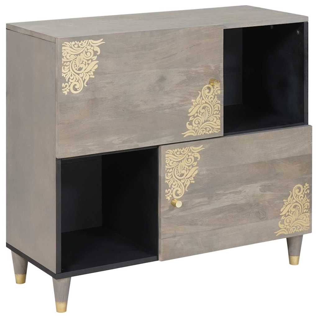 Dressoir Grijs en Goud 80 x 33 x 75 cm Massief Mango Hout is nu te koop bij PeponiXL, paradijselijk wonen!