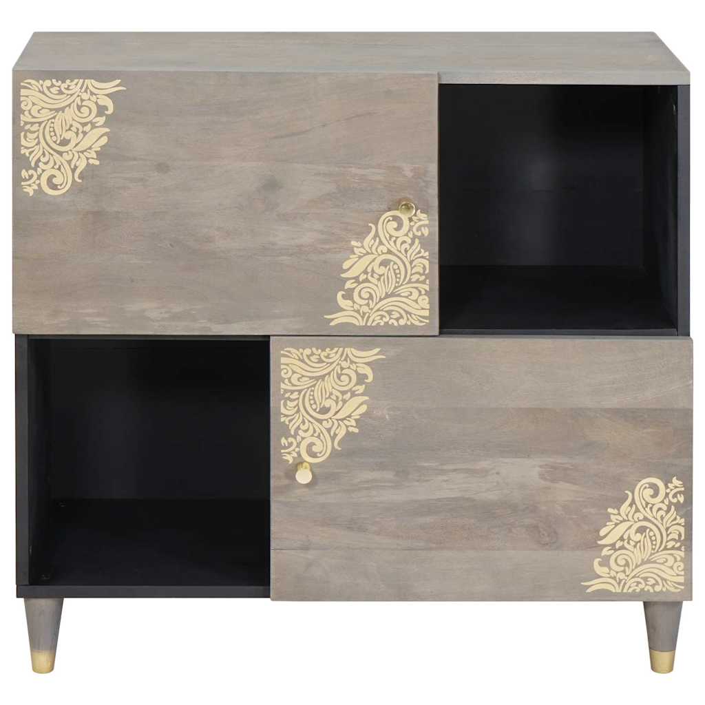 Dressoir Grijs en Goud 80 x 33 x 75 cm Massief Mango Hout is nu te koop bij PeponiXL, paradijselijk wonen!