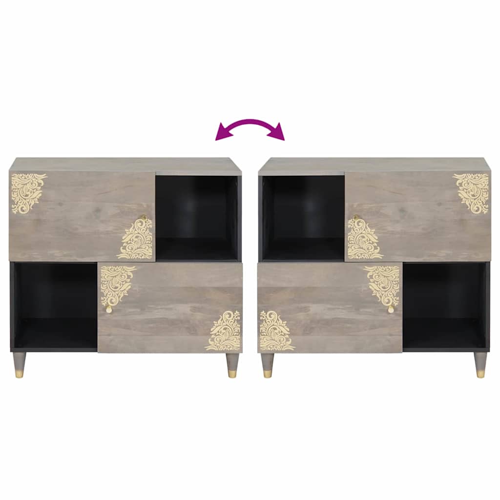Dressoir Grijs en Goud 80 x 33 x 75 cm Massief Mango Hout is nu te koop bij PeponiXL, paradijselijk wonen!