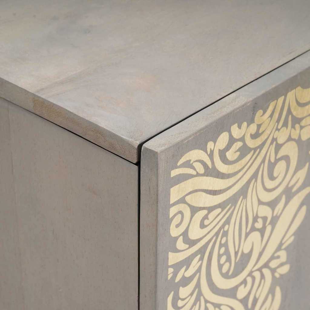 Dressoir Grijs en Goud 90 x 33 x 75 cm Massief Mango Hout is nu te koop bij PeponiXL, paradijselijk wonen!