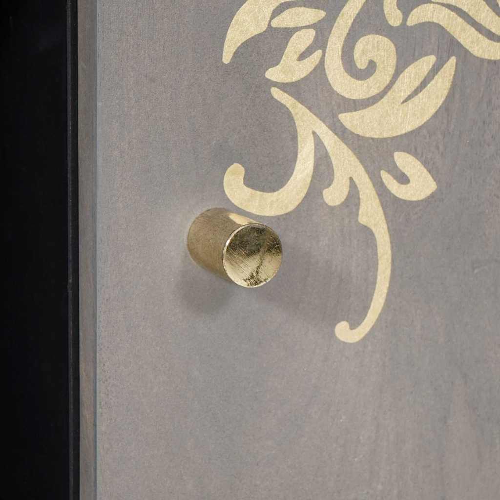 Dressoir Grijs en Goud 90 x 33 x 75 cm Massief Mango Hout is nu te koop bij PeponiXL, paradijselijk wonen!
