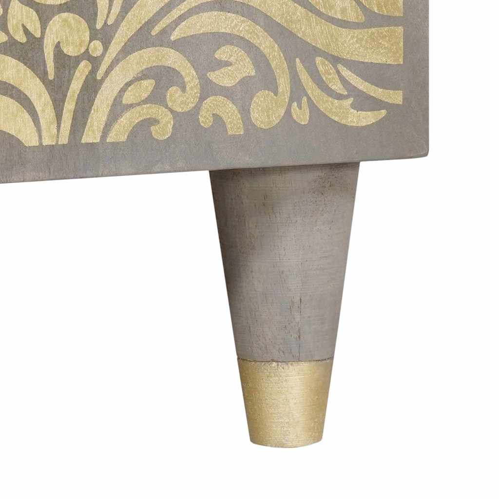 Dressoir Grijs en Goud 90 x 33 x 75 cm Massief Mango Hout is nu te koop bij PeponiXL, paradijselijk wonen!