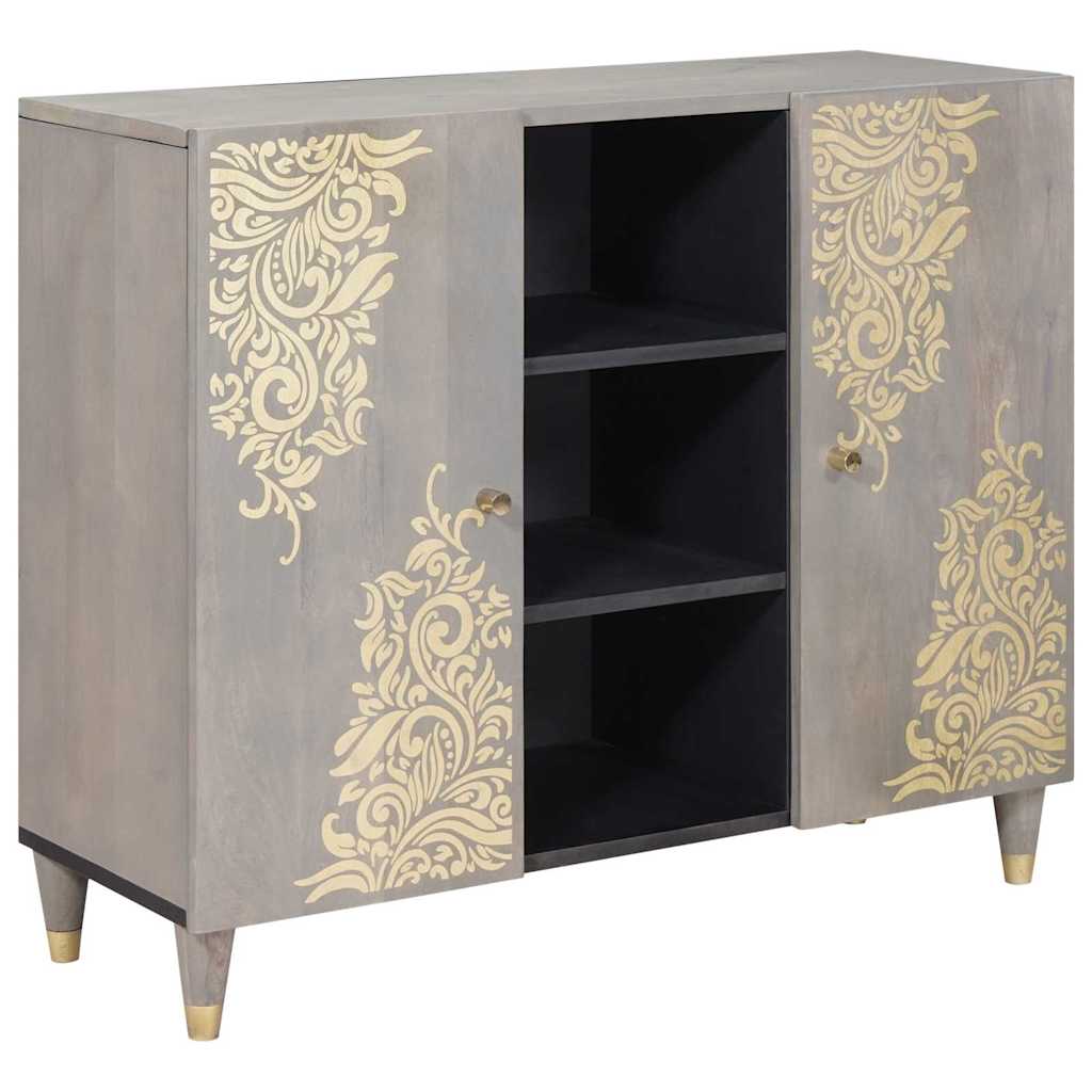 Dressoir Grijs en Goud 90 x 33 x 75 cm Massief Mango Hout is nu te koop bij PeponiXL, paradijselijk wonen!