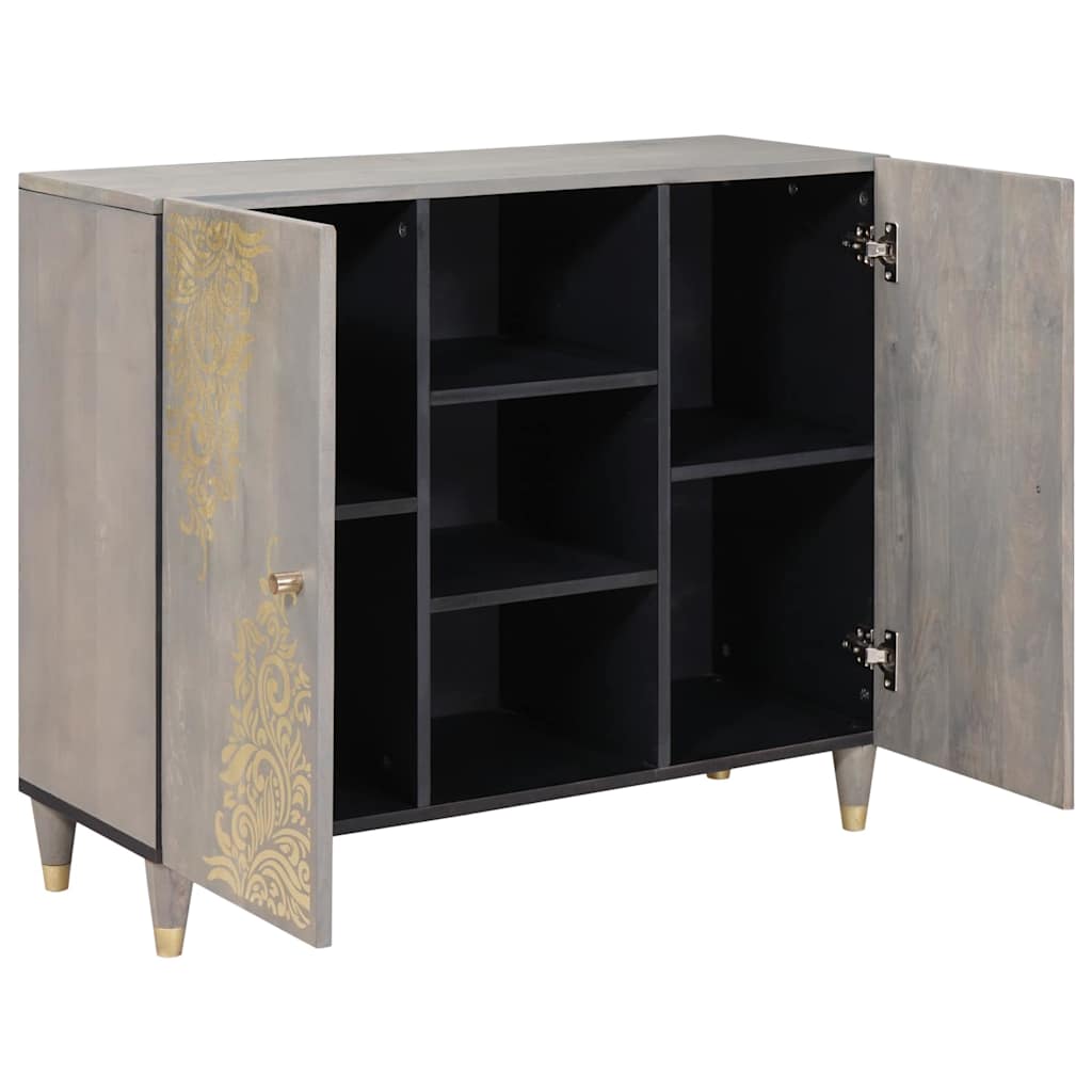Dressoir Grijs en Goud 90 x 33 x 75 cm Massief Mango Hout is nu te koop bij PeponiXL, paradijselijk wonen!