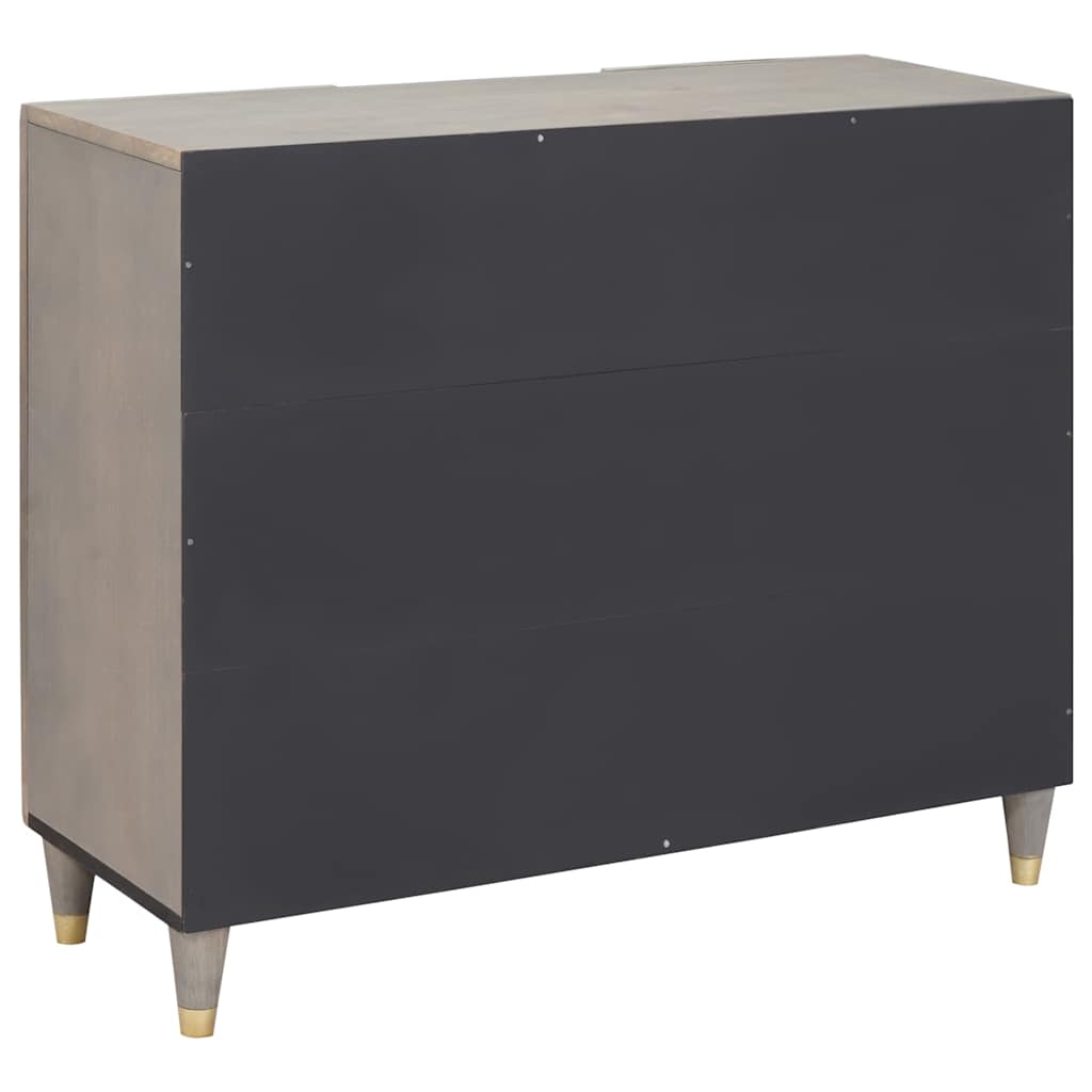Dressoir Grijs en Goud 90 x 33 x 75 cm Massief Mango Hout is nu te koop bij PeponiXL, paradijselijk wonen!