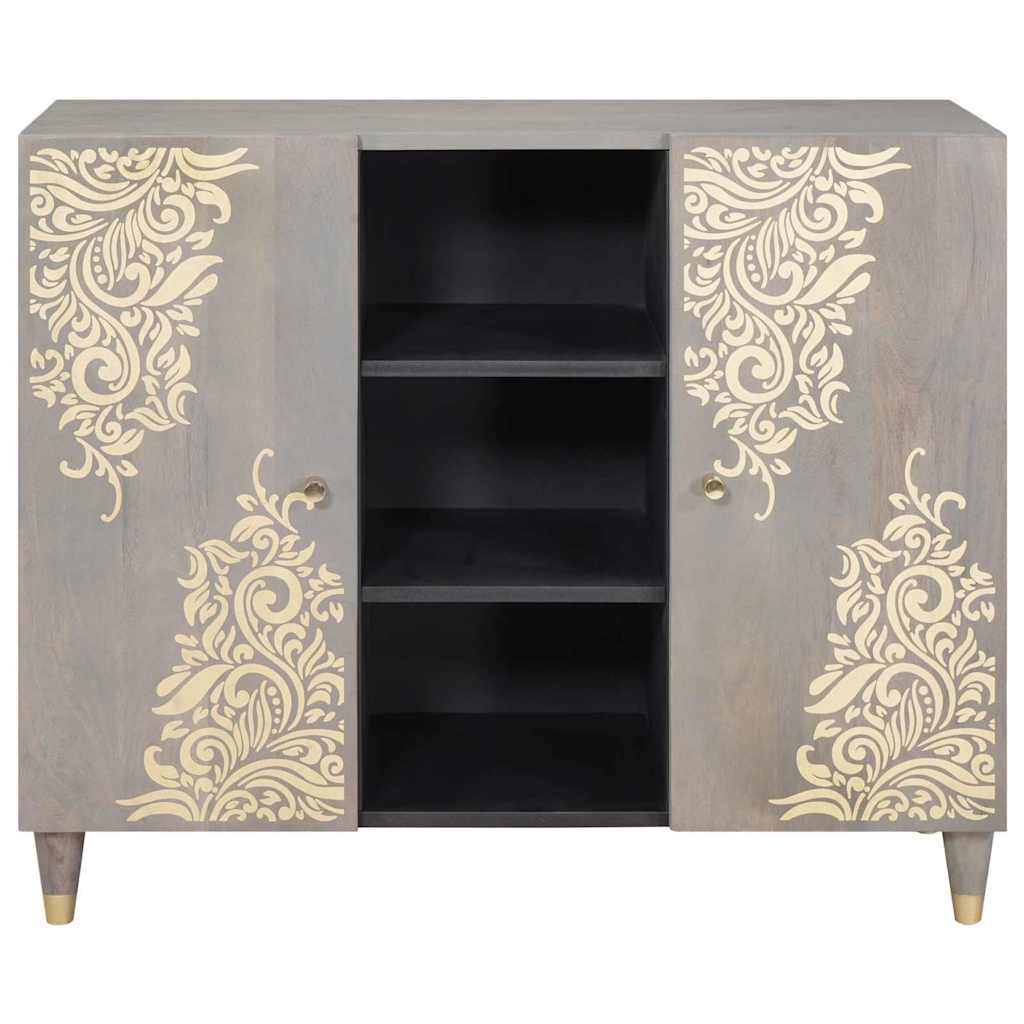 Dressoir Grijs en Goud 90 x 33 x 75 cm Massief Mango Hout is nu te koop bij PeponiXL, paradijselijk wonen!