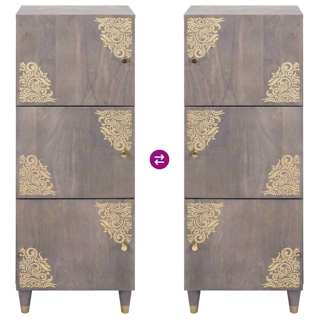 Hoge kast Grijs en Goud 40 x 33 x 110 cm Massief Mango Hout is nu te koop bij PeponiXL, paradijselijk wonen!