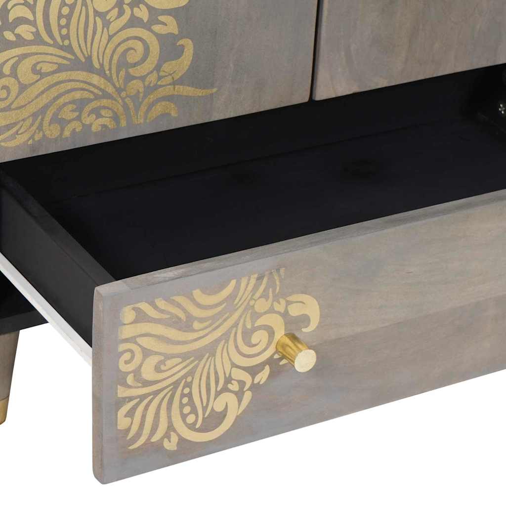 Hoge kast Grijs en Goud 60 x 33 x 100 cm Massief Mango Hout is nu te koop bij PeponiXL, paradijselijk wonen!