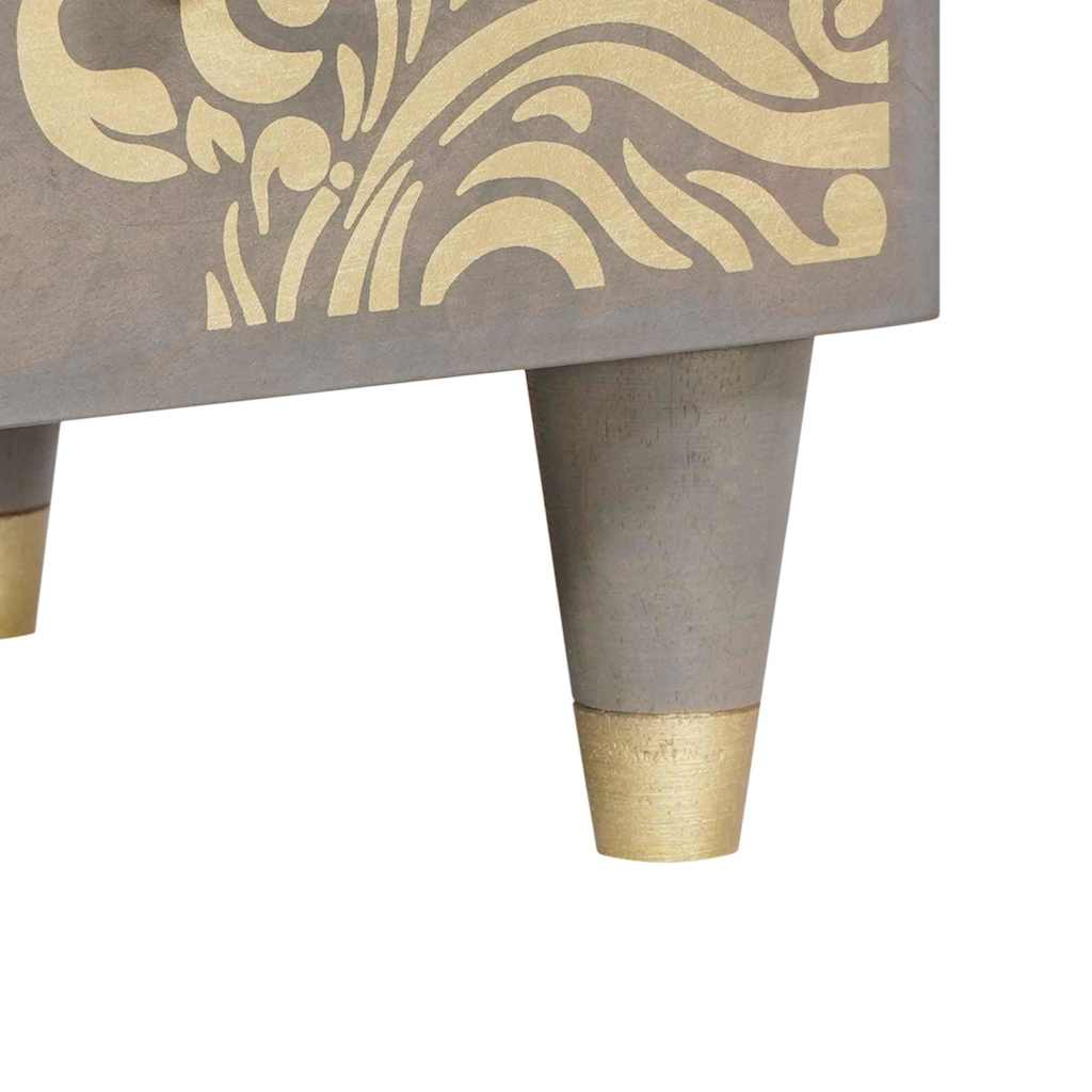 Hoge kast Grijs en Goud 60 x 33 x 100 cm Massief Mango Hout is nu te koop bij PeponiXL, paradijselijk wonen!
