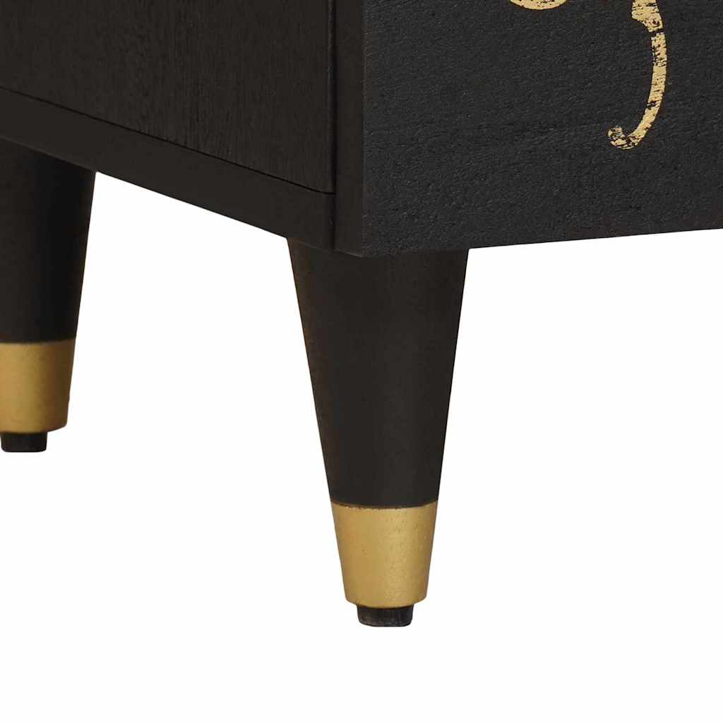 Nachtkastje met Deur Zwart 40 x 33 x 46 cm Massief Mango Hout is nu te koop bij PeponiXL, paradijselijk wonen!