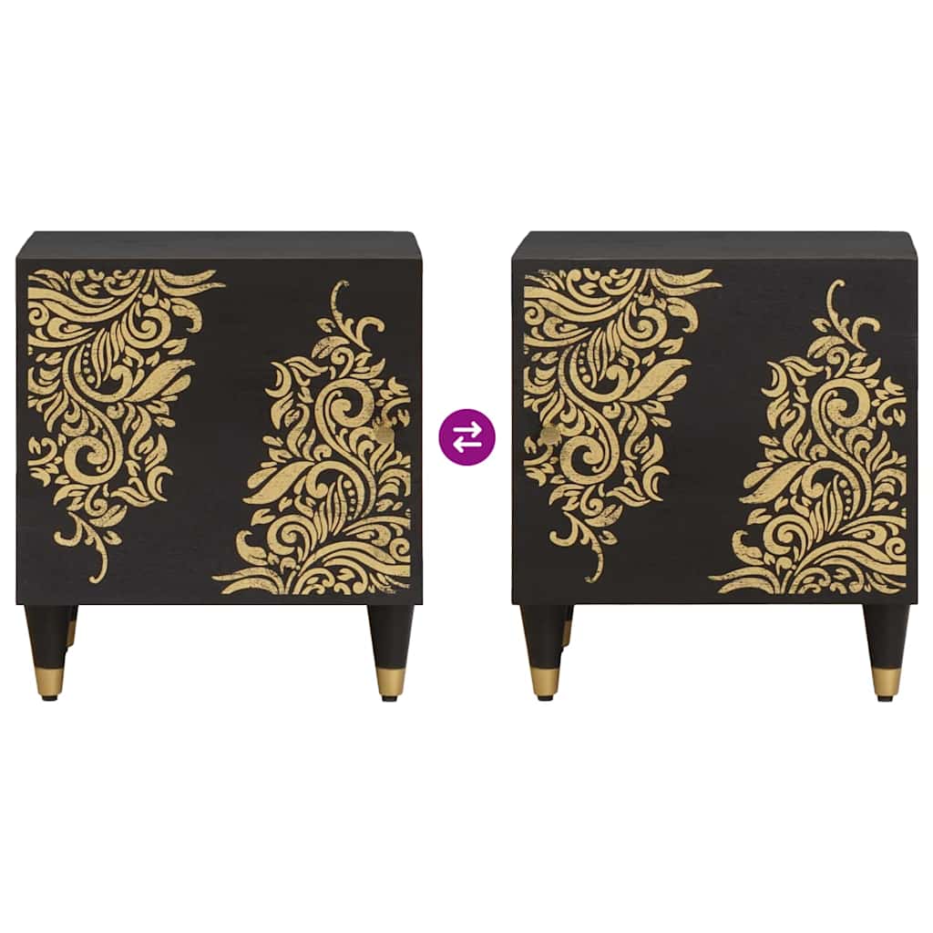 Nachtkastje met Deur Zwart 40 x 33 x 46 cm Massief Mango Hout is nu te koop bij PeponiXL, paradijselijk wonen!