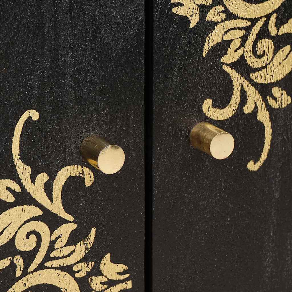 Dressoir Zwart 60 x 33 x 75 cm Massief Mango Hout is nu te koop bij PeponiXL, paradijselijk wonen!