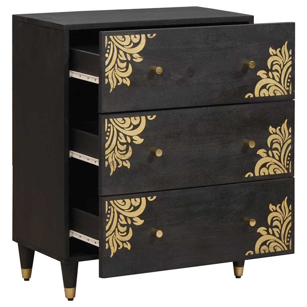 Dressoir Zwart 60 x 33 x 75 cm Massief Mango Hout is nu te koop bij PeponiXL, paradijselijk wonen!