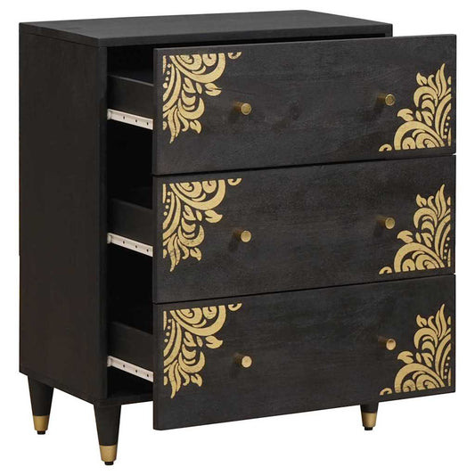Dressoir Zwart 60 x 33 x 75 cm Massief Mango Hout is nu te koop bij PeponiXL, paradijselijk wonen!