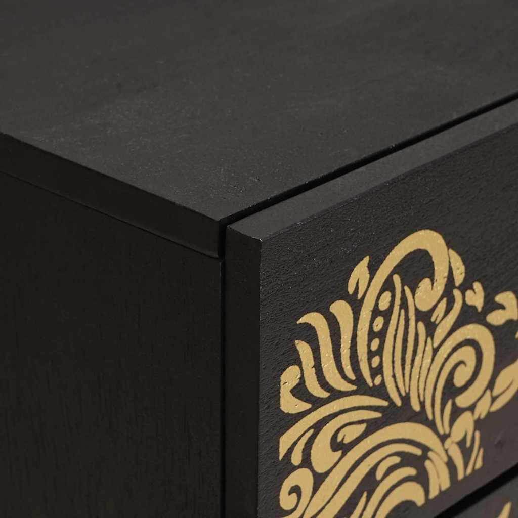 Nachtkastje met Deur Zwart 50 x 33 x 60 cm Massief Mango Hout is nu te koop bij PeponiXL, paradijselijk wonen!