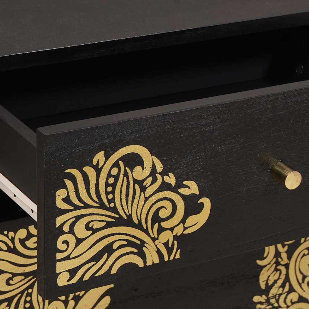 Nachtkastje met Deur Zwart 50 x 33 x 60 cm Massief Mango Hout is nu te koop bij PeponiXL, paradijselijk wonen!