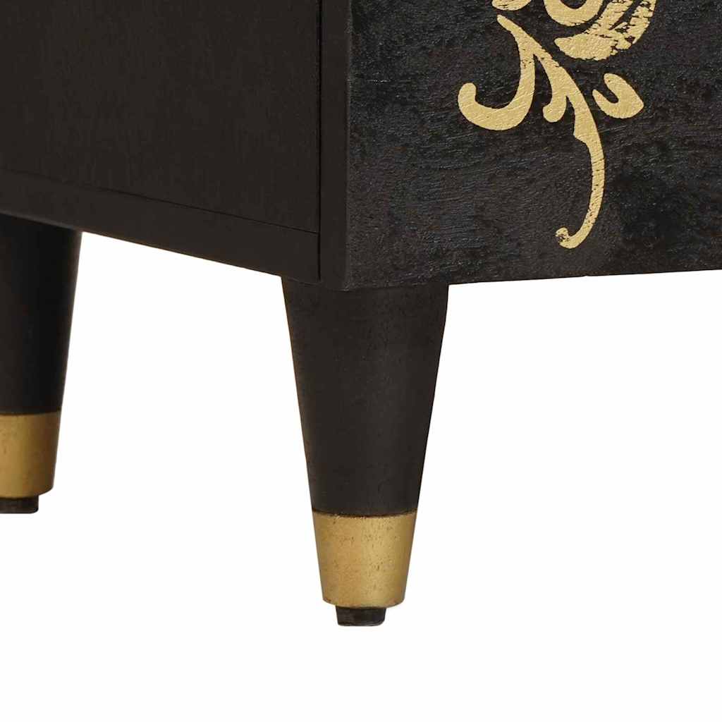 Nachtkastje met Deur Zwart 50 x 33 x 60 cm Massief Mango Hout is nu te koop bij PeponiXL, paradijselijk wonen!