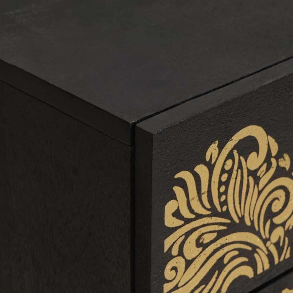 Nachtkastje met Deur Zwart 50 x 33 x 60 cm Massief Mango Hout is nu te koop bij PeponiXL, paradijselijk wonen!