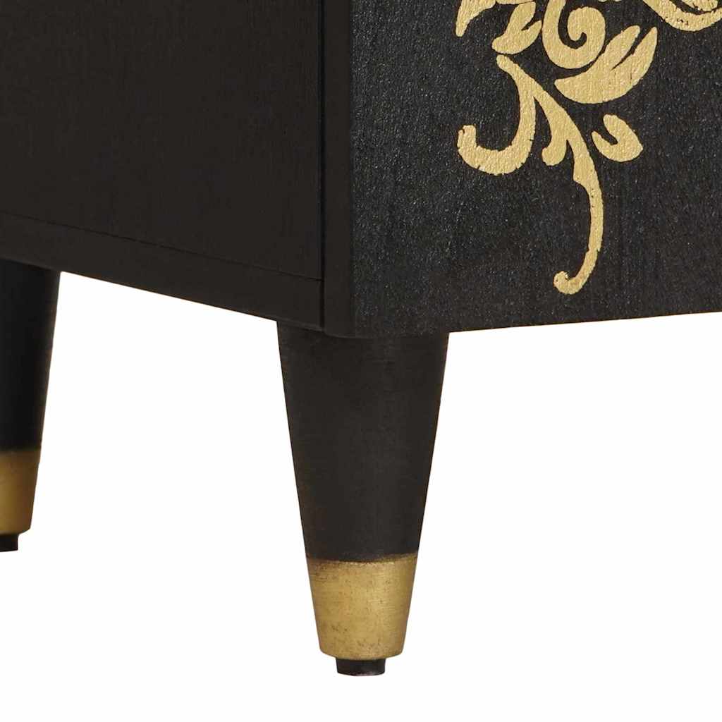 Nachtkastje met Deur Zwart 50 x 33 x 60 cm Massief Mango Hout is nu te koop bij PeponiXL, paradijselijk wonen!