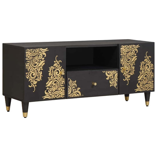 TV-kast met lade Zwart 105 x 33 x 46 cm Massief Mango Hout is nu te koop bij PeponiXL, paradijselijk wonen!