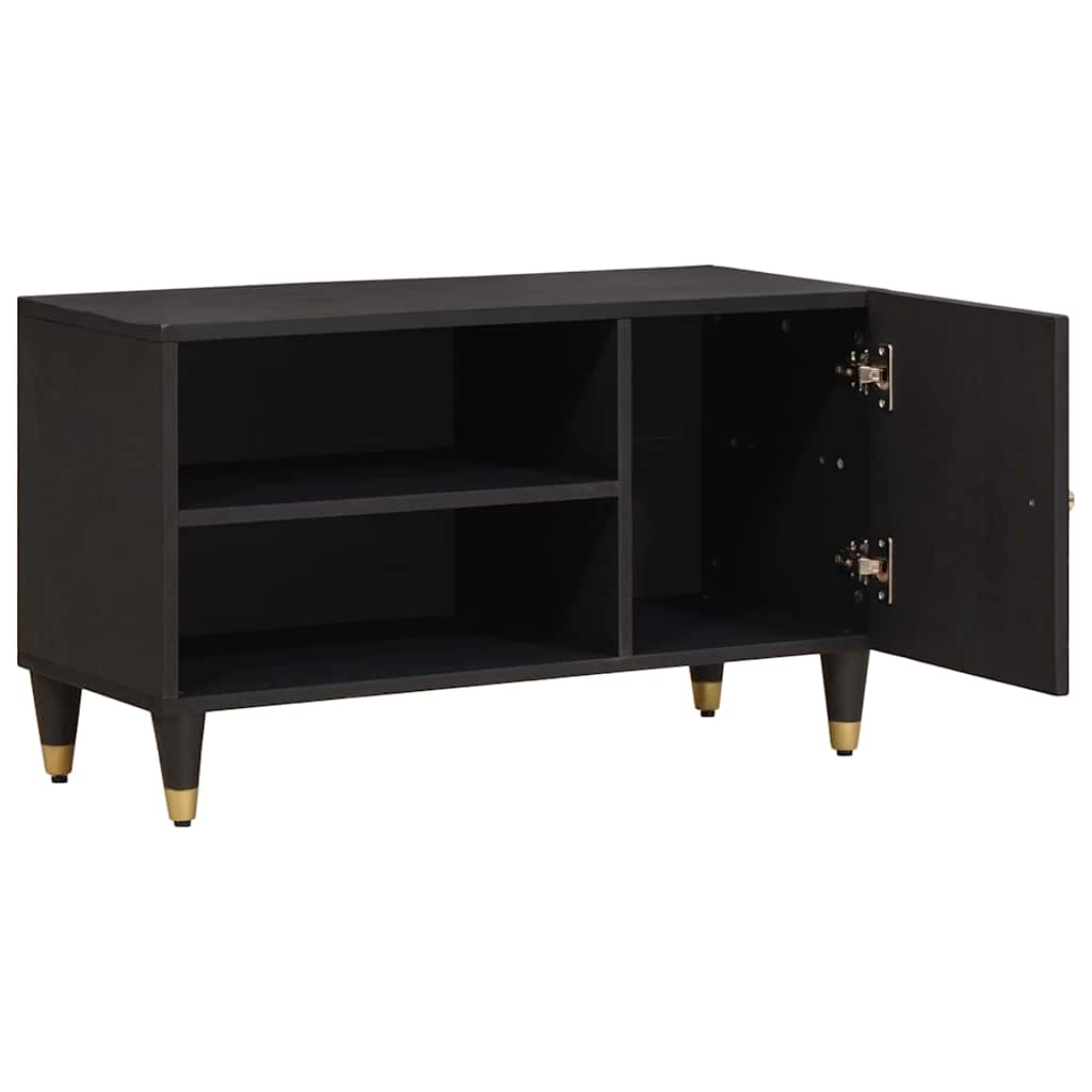 TV-kast met plank Zwart 80 x 33 x 46 cm Massief Mango Hout is nu te koop bij PeponiXL, paradijselijk wonen!