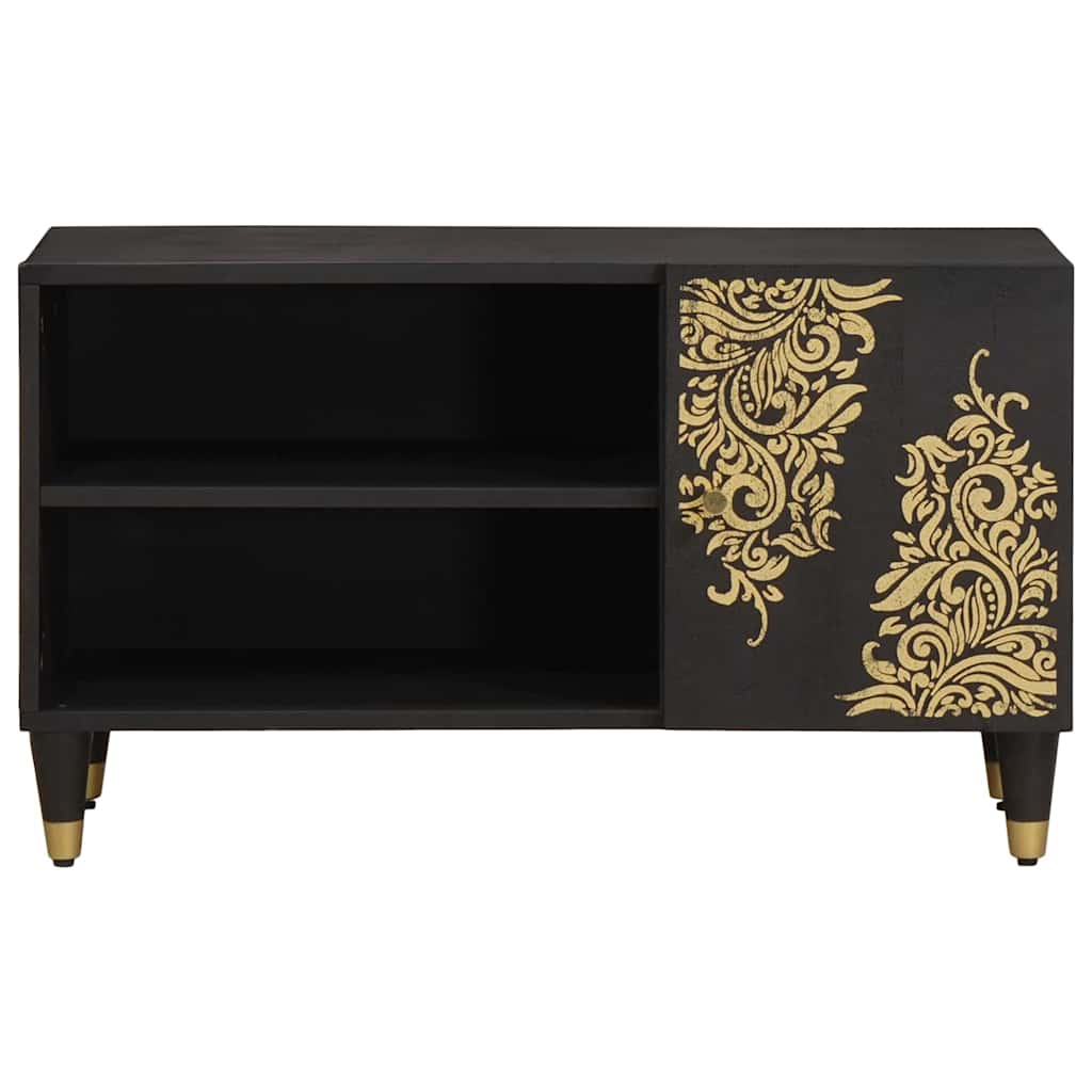 TV-kast met plank Zwart 80 x 33 x 46 cm Massief Mango Hout is nu te koop bij PeponiXL, paradijselijk wonen!