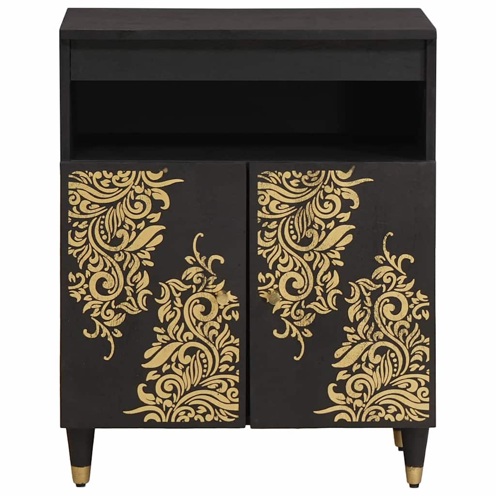Dressoir met plank Zwart 60 x 33 x 75 cm Massief Mango Hout is nu te koop bij PeponiXL, paradijselijk wonen!
