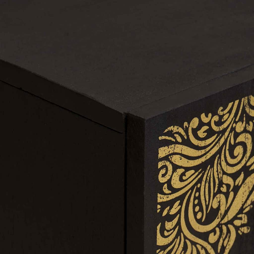 Dressoir met plank Zwart 60 x 33 x 75 cm Massief Mango Hout is nu te koop bij PeponiXL, paradijselijk wonen!