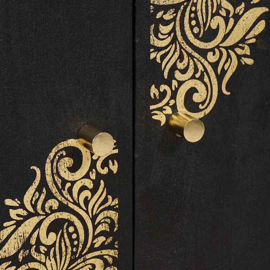Dressoir met plank Zwart 60 x 33 x 75 cm Massief Mango Hout is nu te koop bij PeponiXL, paradijselijk wonen!